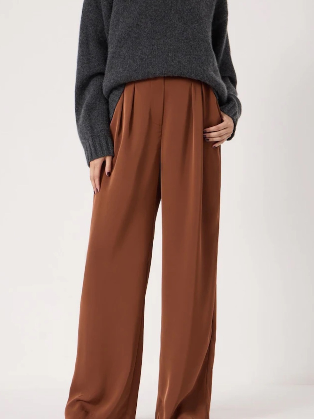 Abercrombie & Fitch Sloane Wide Leg Pleated Dress Pants in Rust Size Small Short